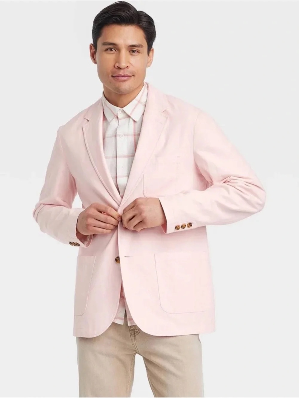 Goodfellow & Co Light Pink Single-Breasted Sport Coat with Pockets